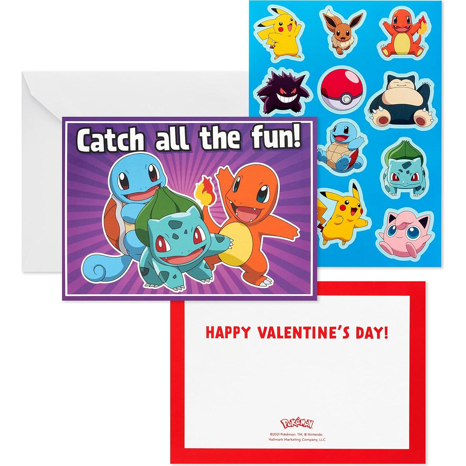 Tarjetas y Stickers de San Valentín Pokémon Hallmark - 24 Unidades