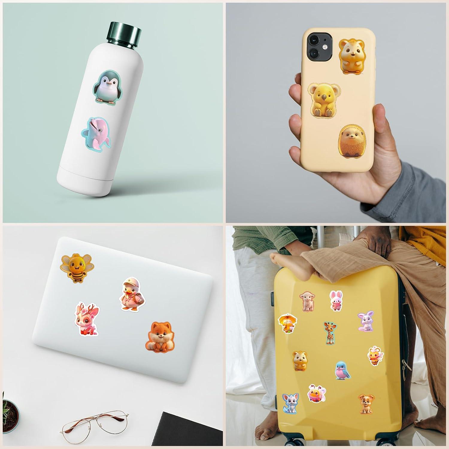 Pegatinas de Animales Kawaii Ychsring - 100 Pcs Vinilo Impermeable