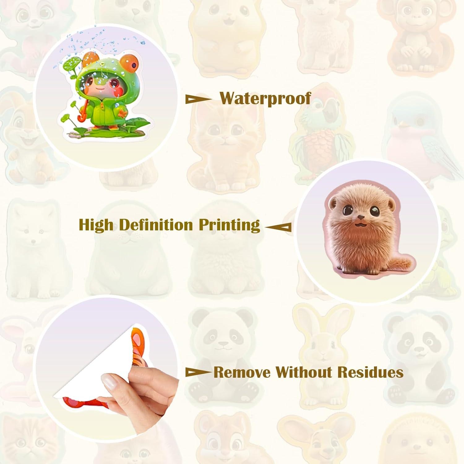 Pegatinas de Animales Kawaii Ychsring - 100 Pcs Vinilo Impermeable
