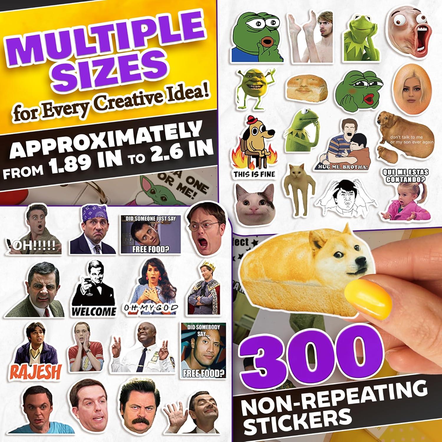 300 Pegatinas de Meme Divertido VIKROM - Impermeables y Únicas