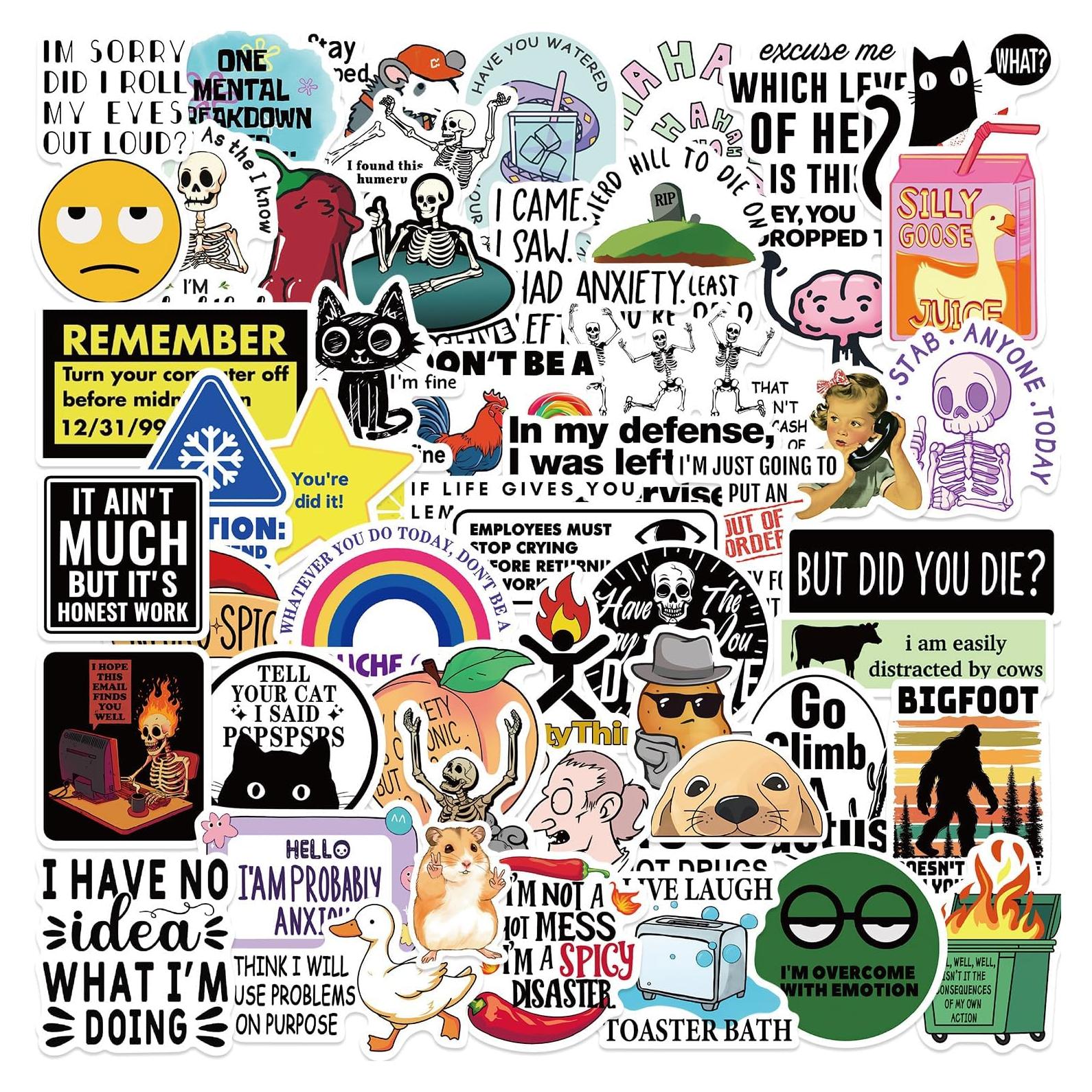 Paquete de 100 Pegatinas Divertidas RGBEE Impermeables 3.8-5.8 cm