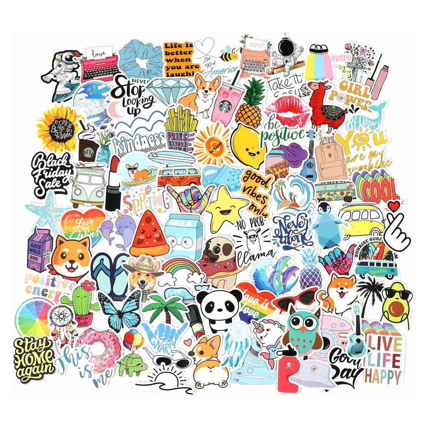 100 Pegatinas Aesthetic FNGEEN Impermeables para Laptop y Botellas