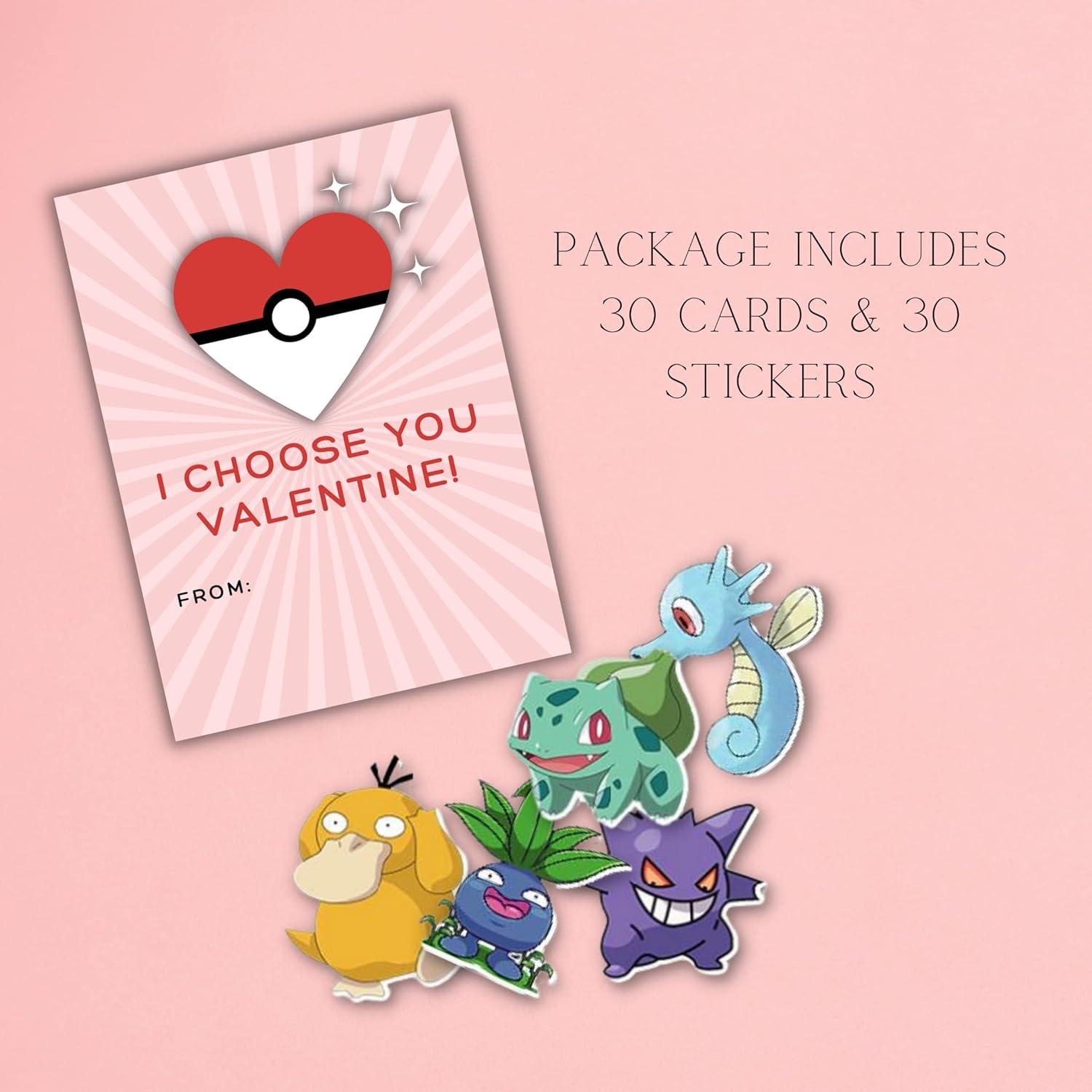 Paquete de San Valentín Lashicorn - 30 Tarjetas y Pegatinas