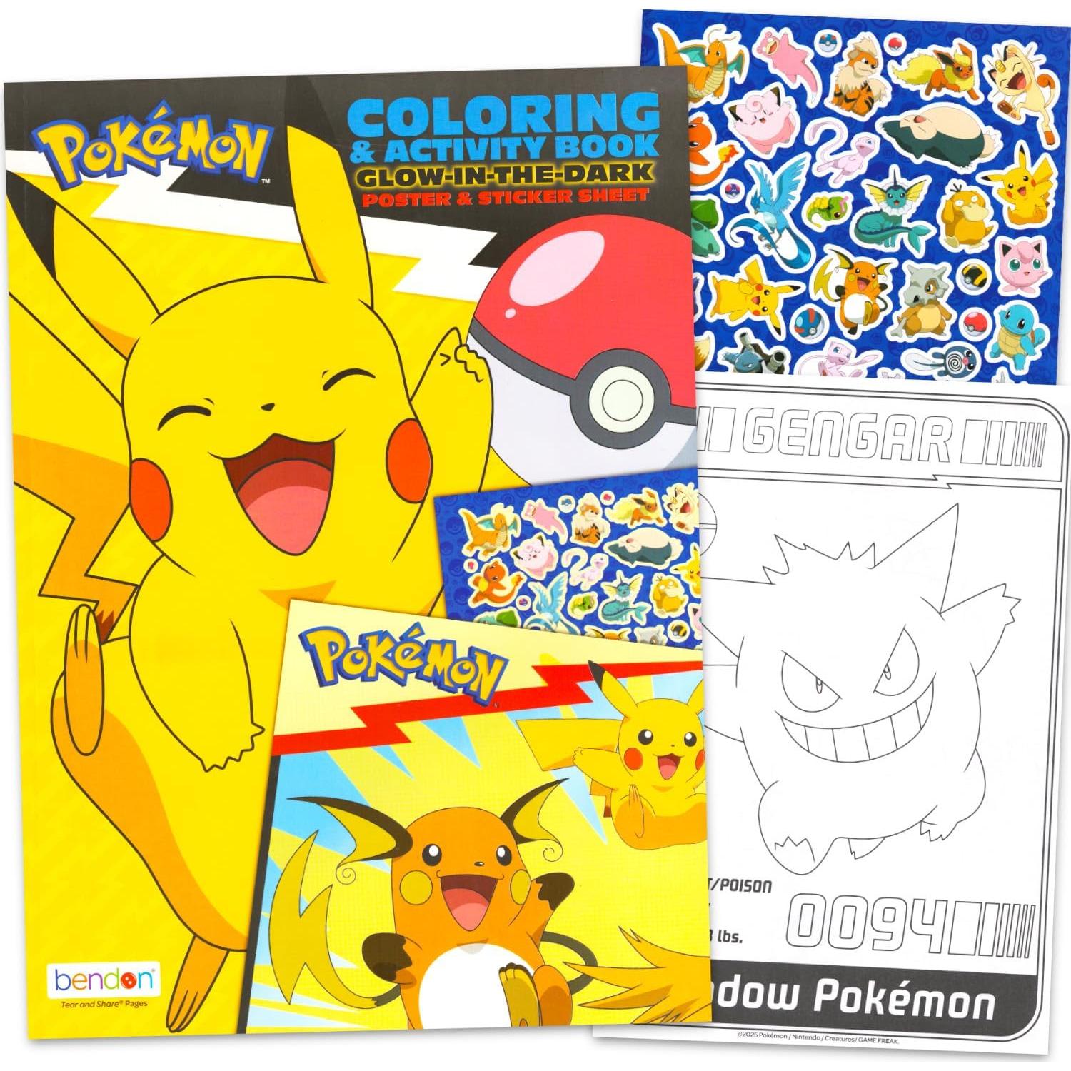 Libro de Colorear Pokémon con Póster Brillante y Stickers