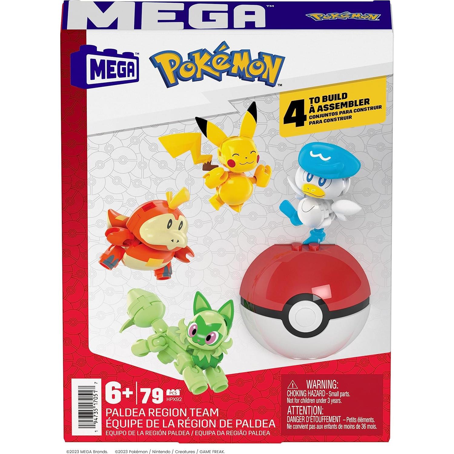 Set de Construcción Pokémon MEGA con 4 Figuras y Poké Ball