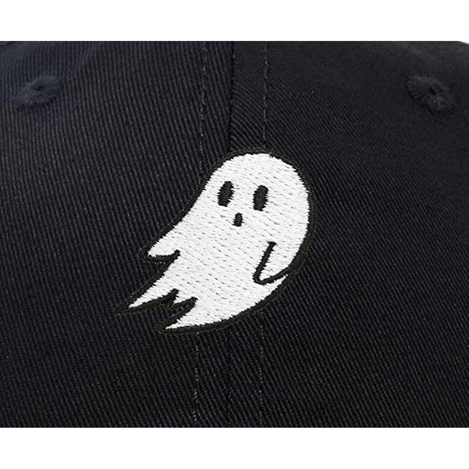 Gorra de béisbol bordada Algodón Unisex Fantasma Negro