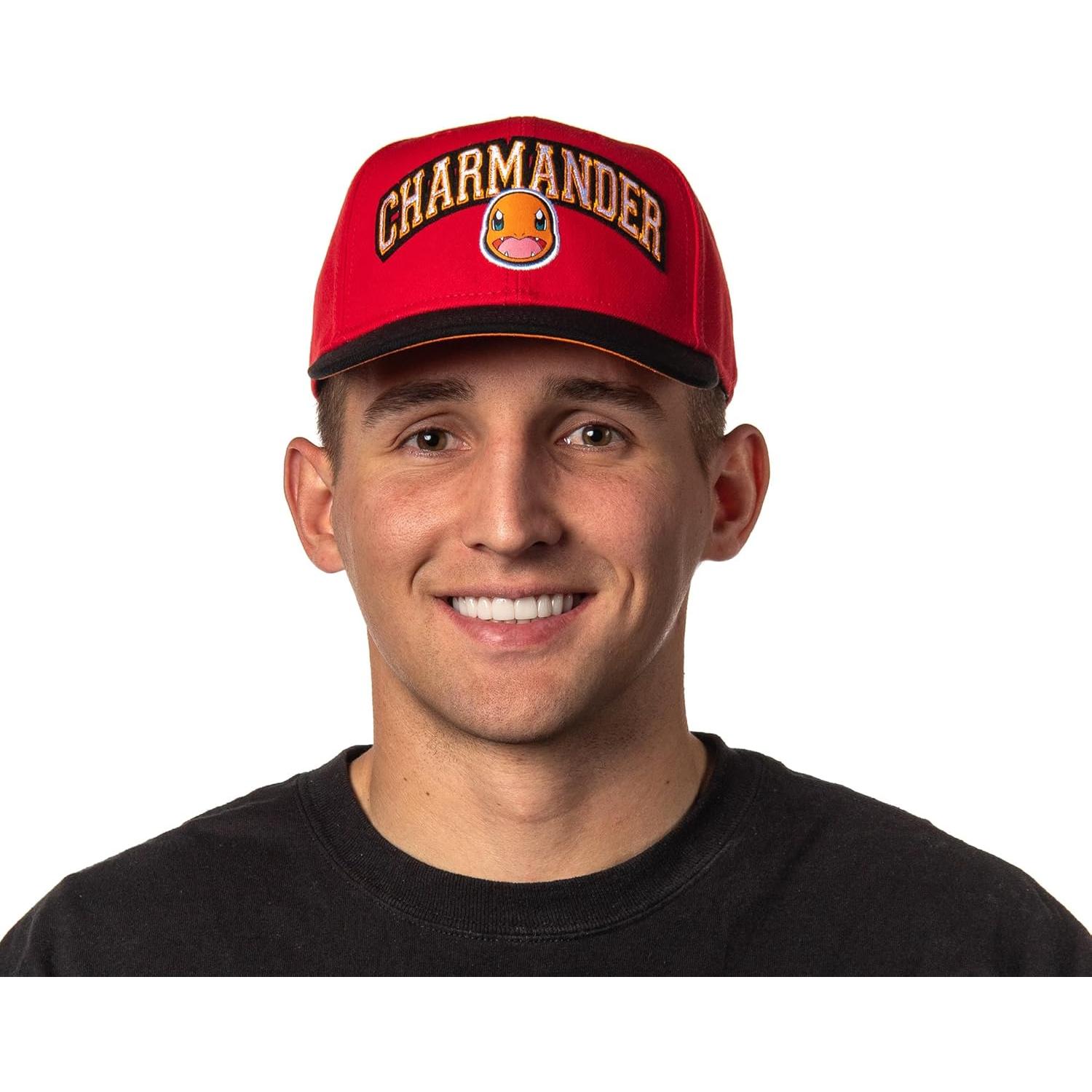 Gorra Snapback Precurvada Bordada Pokemon Unisex Charmander