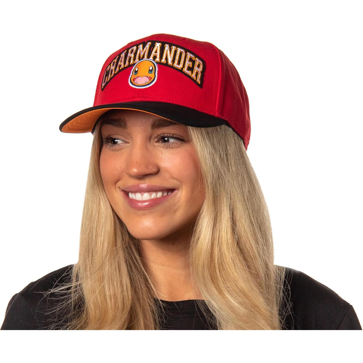 Gorra Snapback Precurvada Bordada Pokemon Unisex Charmander