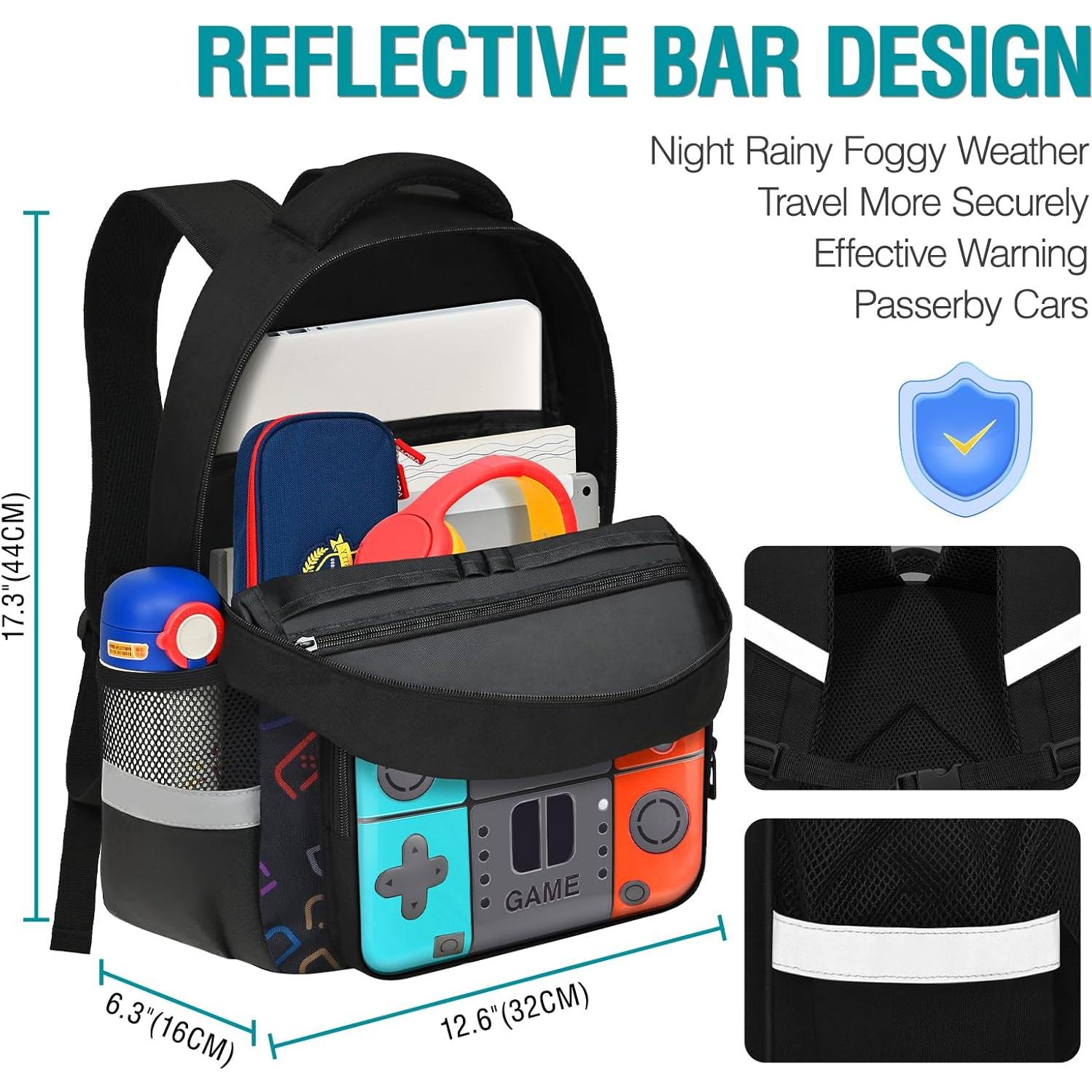 Mochila Escolar TFAUR Gamer 43 cm para Niños 6-14 Años