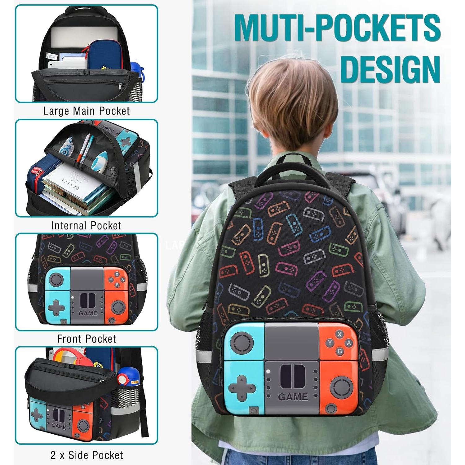 Mochila Escolar TFAUR Gamer 43 cm para Niños 6-14 Años