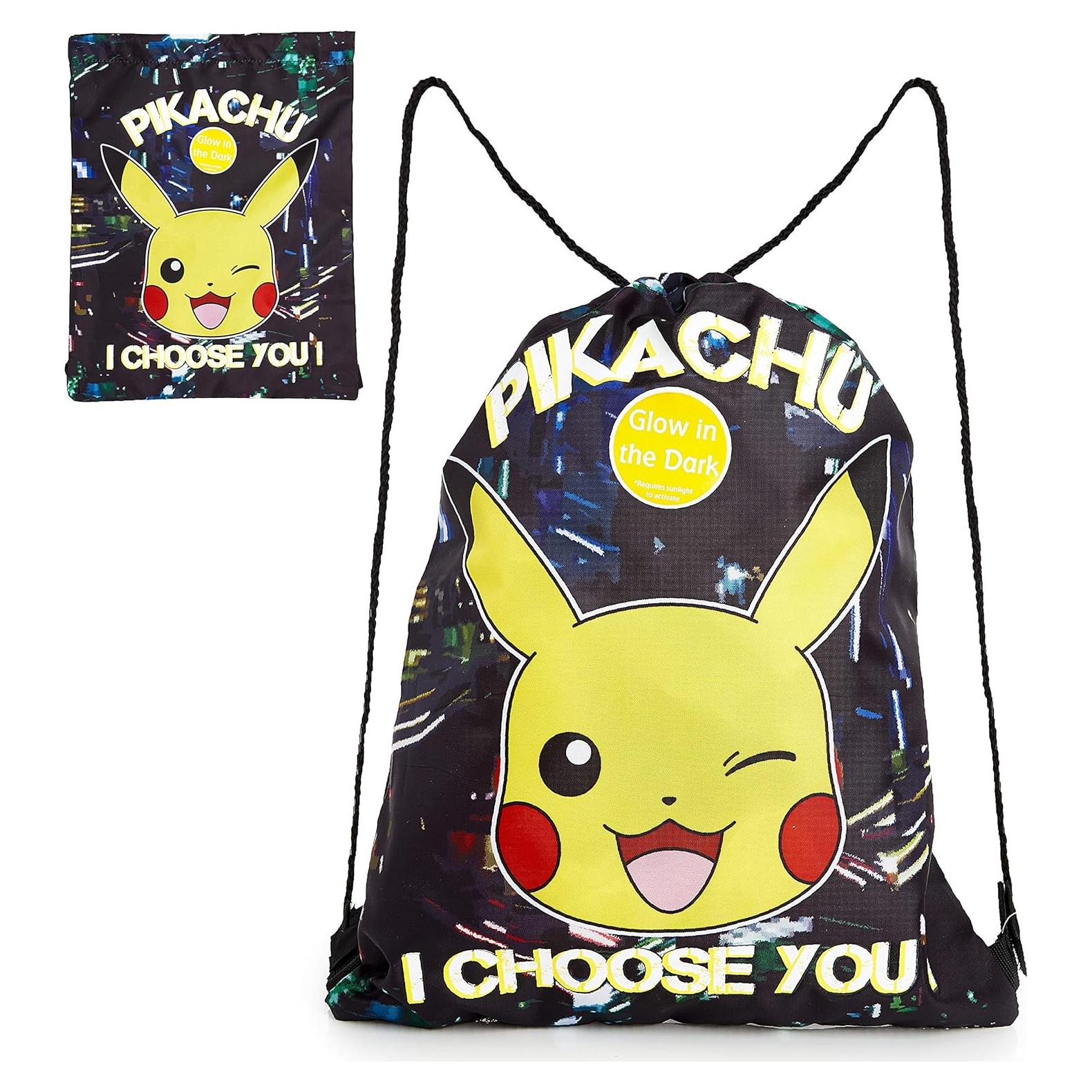 Bolsa de Cuerda Pokemon Pikachu Negra Brillante 39x30cm