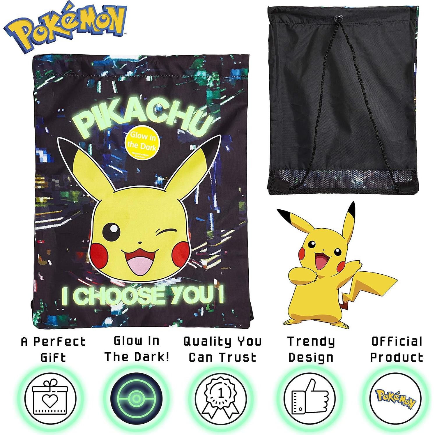 Bolsa de Cuerda Pokemon Pikachu Negra Brillante 39x30cm