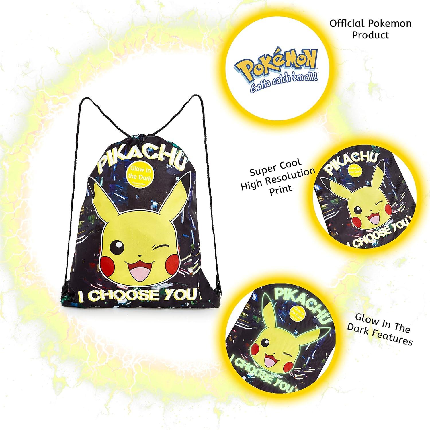 Bolsa de Cuerda Pokemon Pikachu Negra Brillante 39x30cm