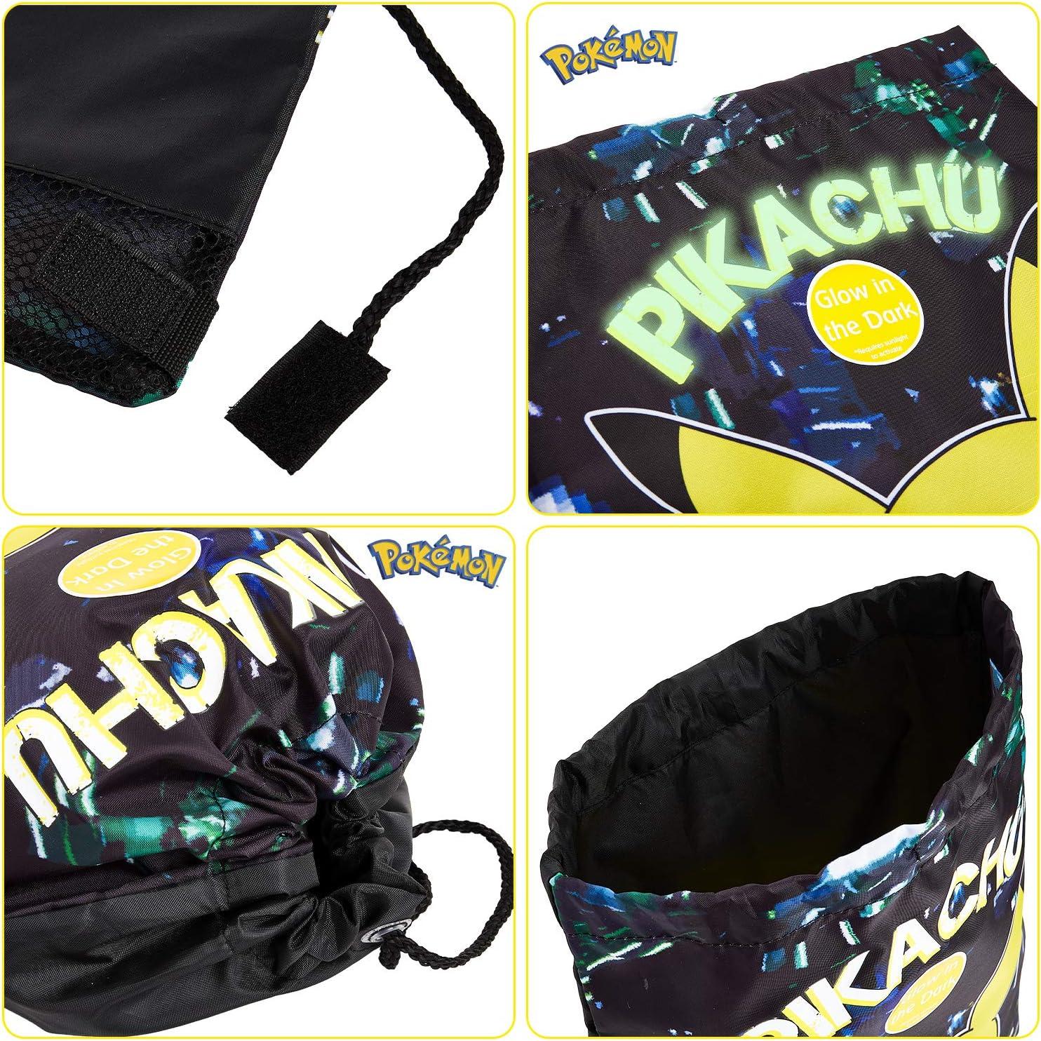 Bolsa de Cuerda Pokemon Pikachu Negra Brillante 39x30cm