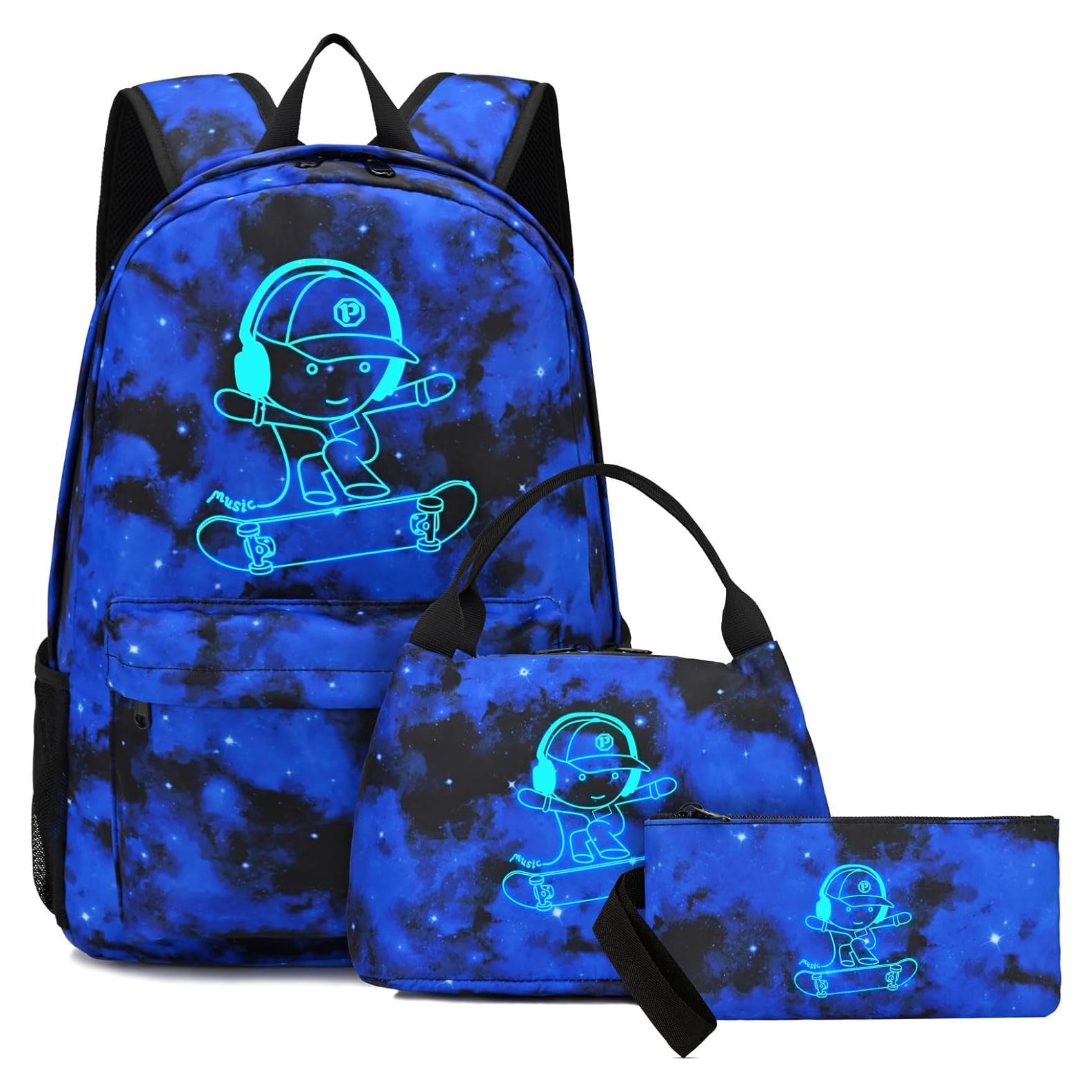 Mochila Escolar Luminosa Pawsky para Laptop 15.4" Azul