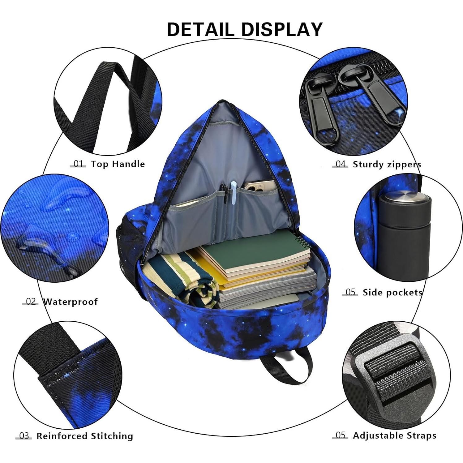 Mochila Escolar Luminosa Pawsky para Laptop 15.4" Azul
