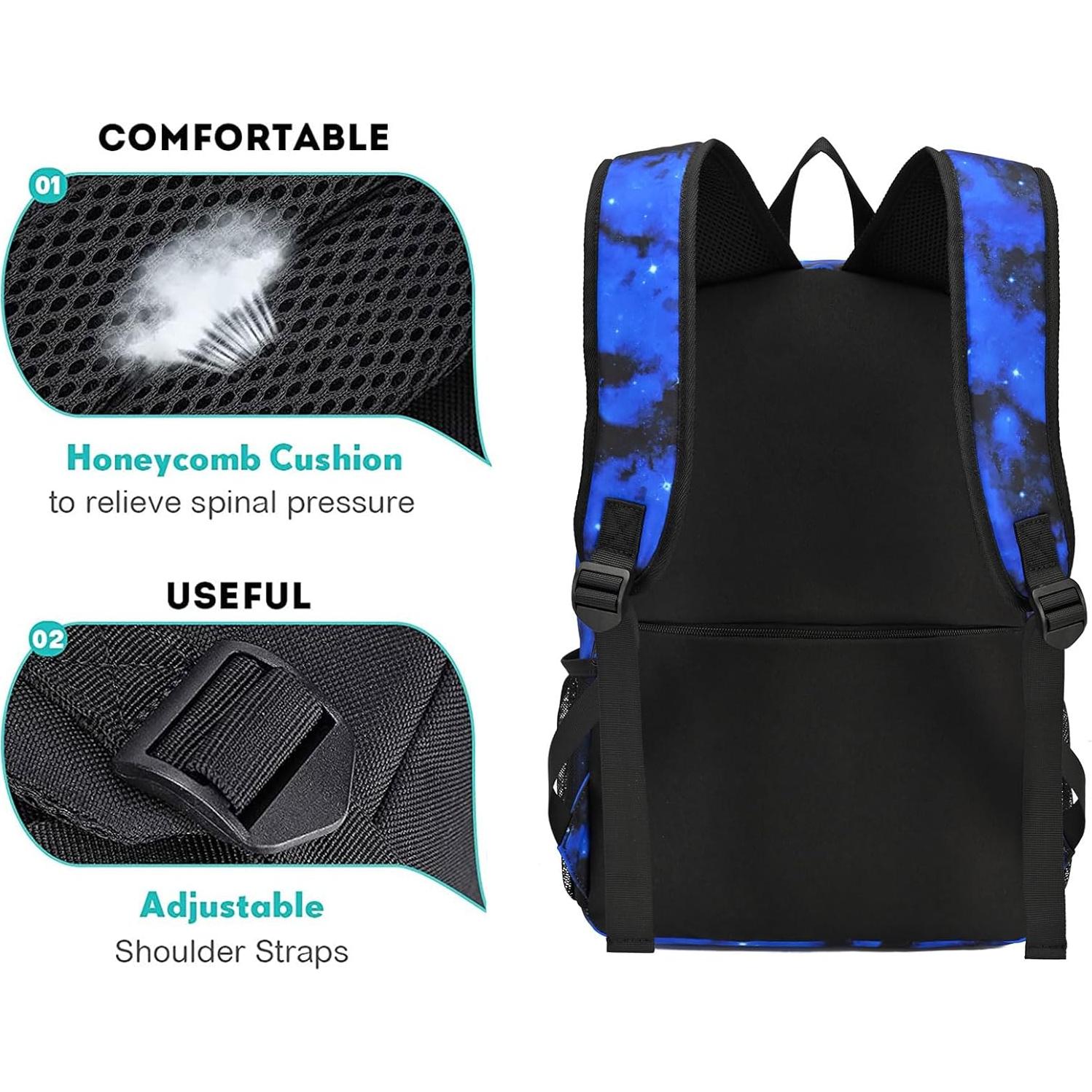 Mochila Escolar Luminosa Pawsky para Laptop 15.4" Azul