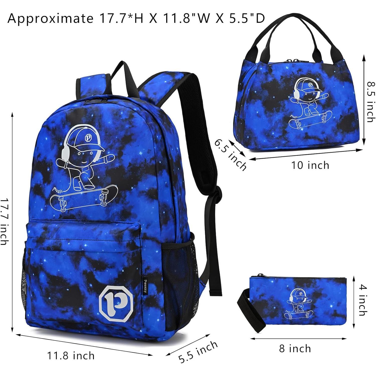 Mochila Escolar Luminosa Pawsky para Laptop 15.4" Azul