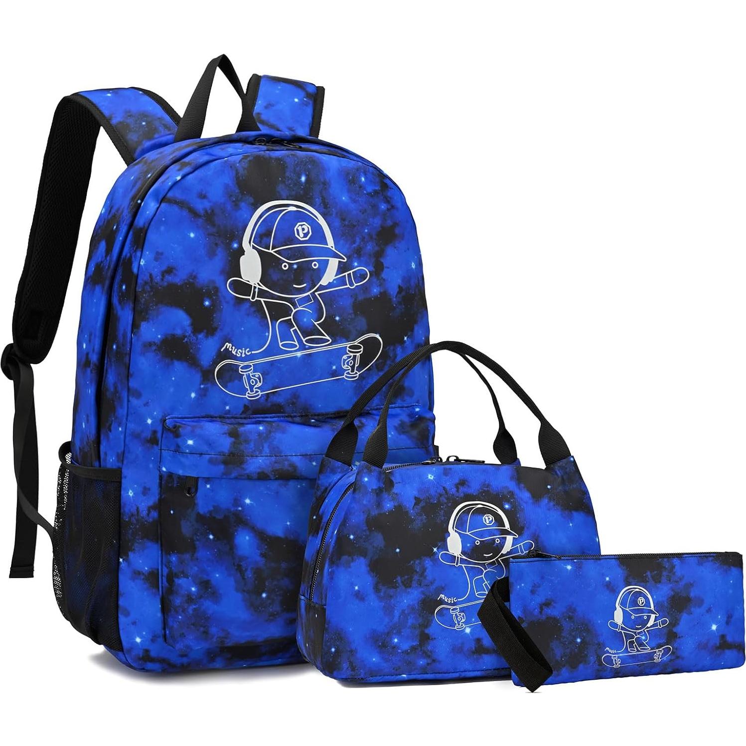 Mochila Escolar Luminosa Pawsky para Laptop 15.4" Azul