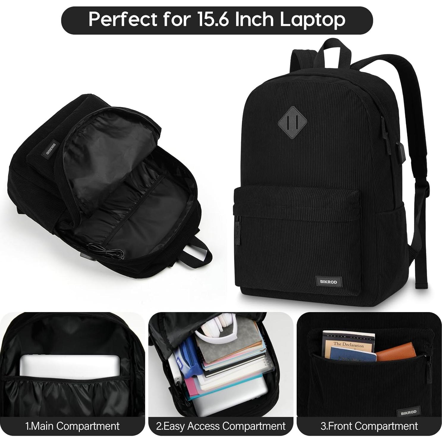 Mochila Escolar Terciopelo BIKROD Negra 30L Unisex