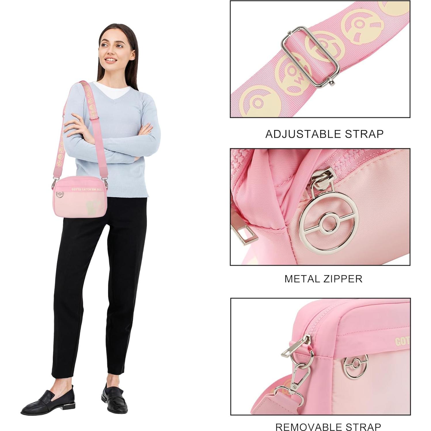 Bolsa Cruzada Rosa Pokémon Pikachu 17.78x12.7 cm