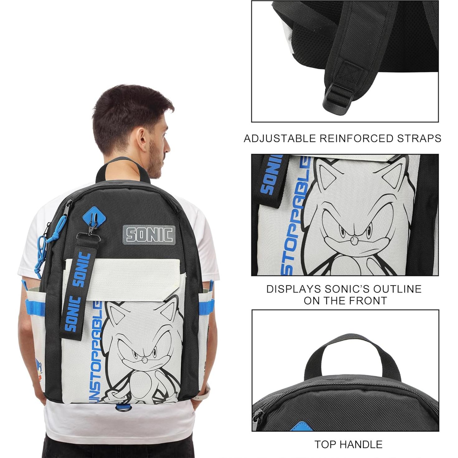 Mochila Sonic the Hedgehog Bioworld 48 cm con funda para laptop