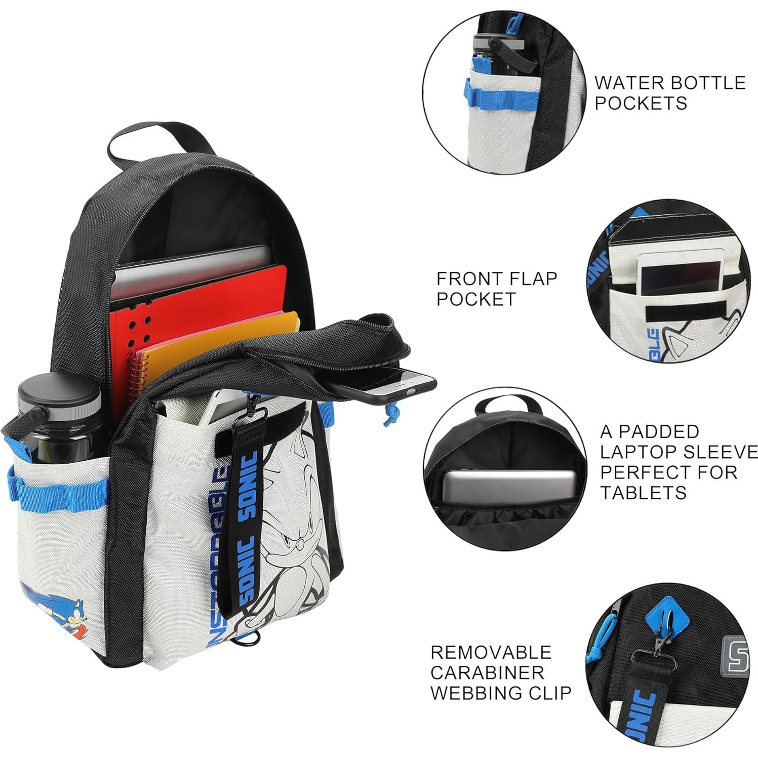 Mochila Sonic the Hedgehog Bioworld 48 cm con funda para laptop