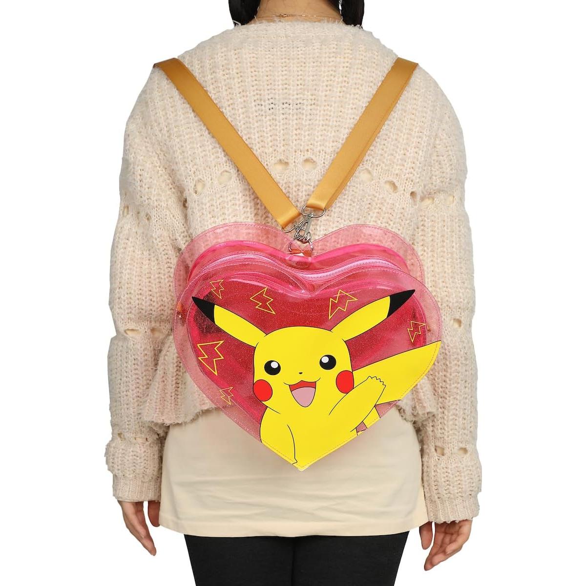 Mochila Transparente Rosa Corazón Pikachu 30 cm Pokemon