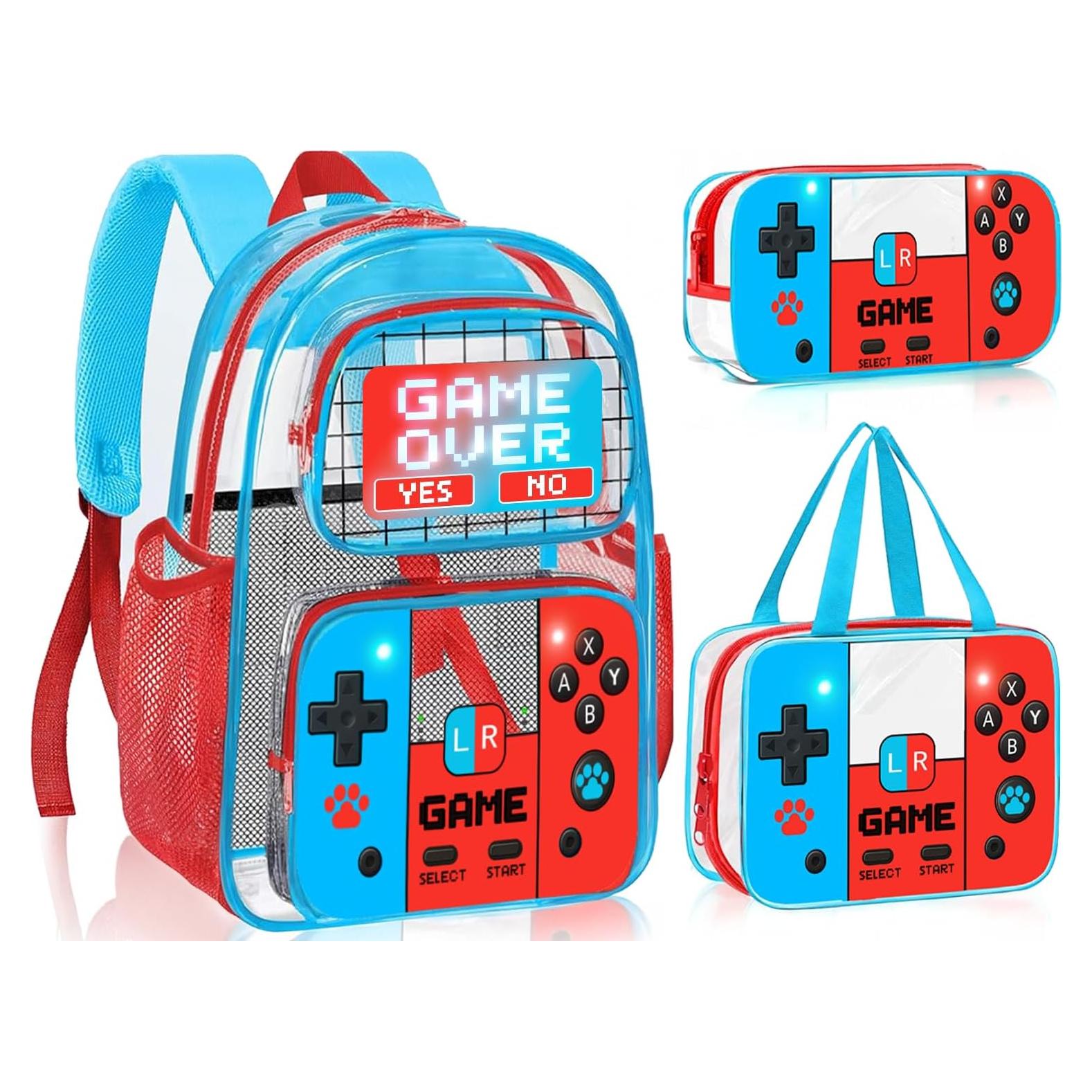 Mochila Transparente SHPMXUPW 3PCS para Niños y Niñas Gamer