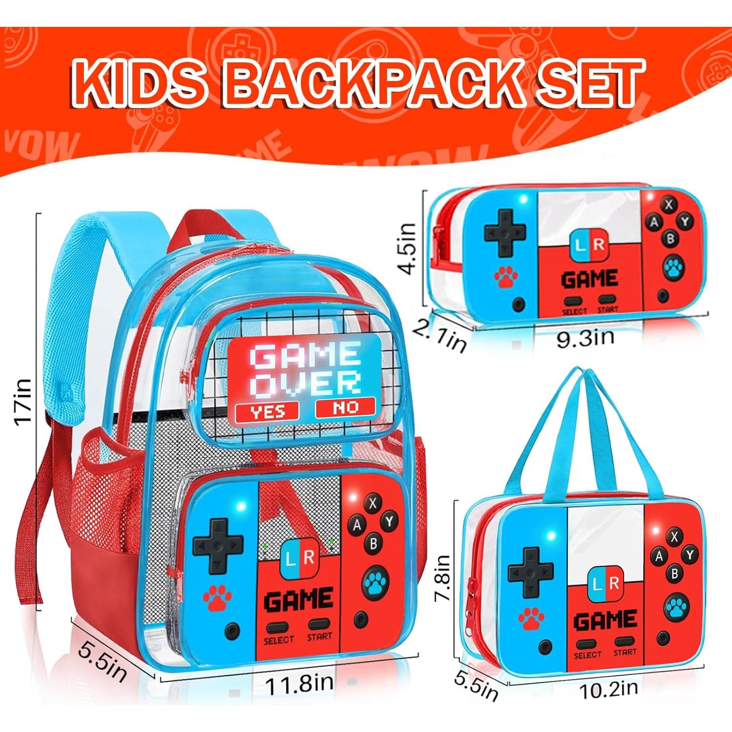 Mochila Transparente SHPMXUPW 3PCS para Niños y Niñas Gamer