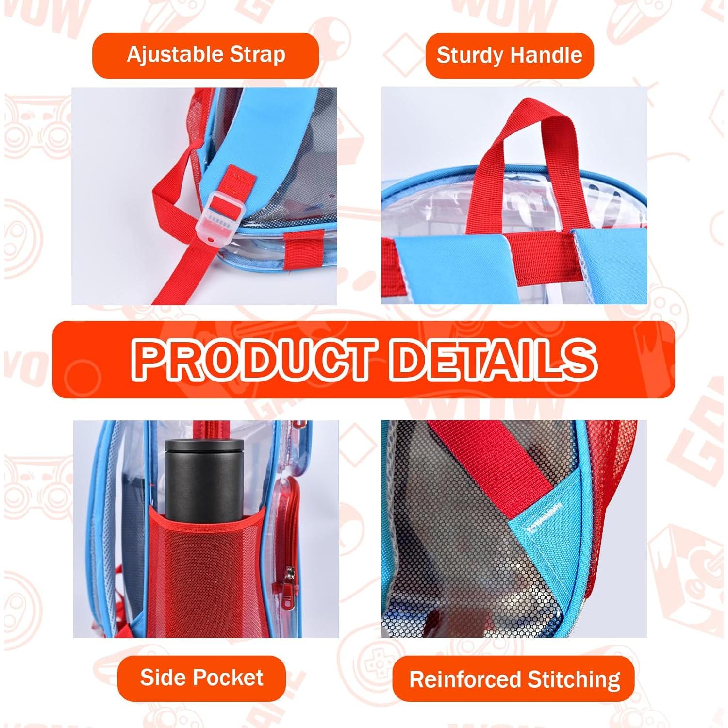 Mochila Transparente SHPMXUPW 3PCS para Niños y Niñas Gamer