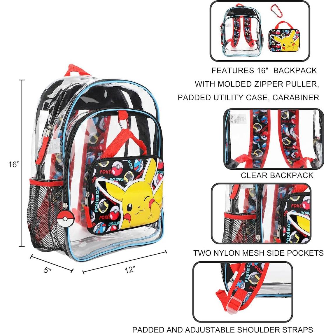 Mochila Bioworld Pokémon Pikachu 16" 3 Piezas con Estuche