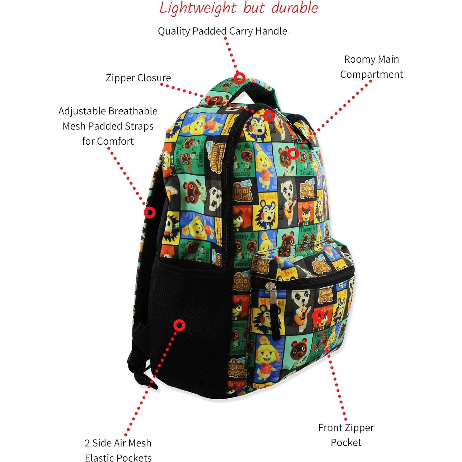 Mochila Escolar Nintendo Animal Crossing 40.6 cm Negra