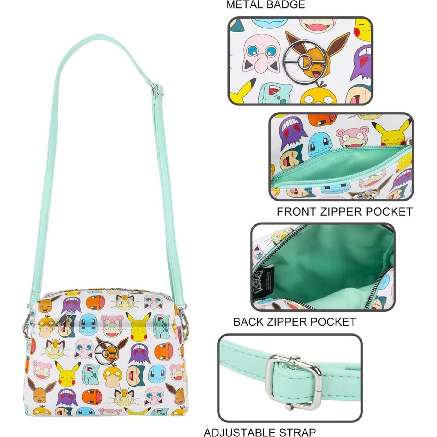 Bolso Cruzado Pokemon para Mujeres con Botella de Agua