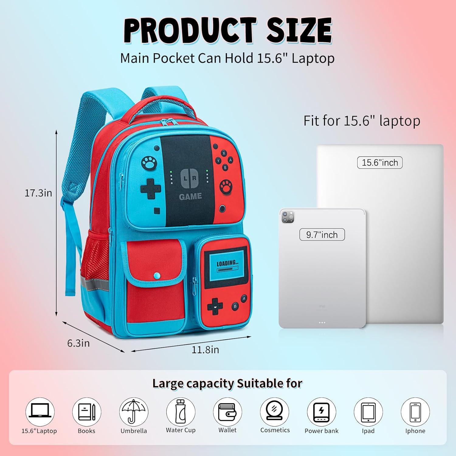 Mochila Escolar para Niños Rojo-Azul 20L Impermeable