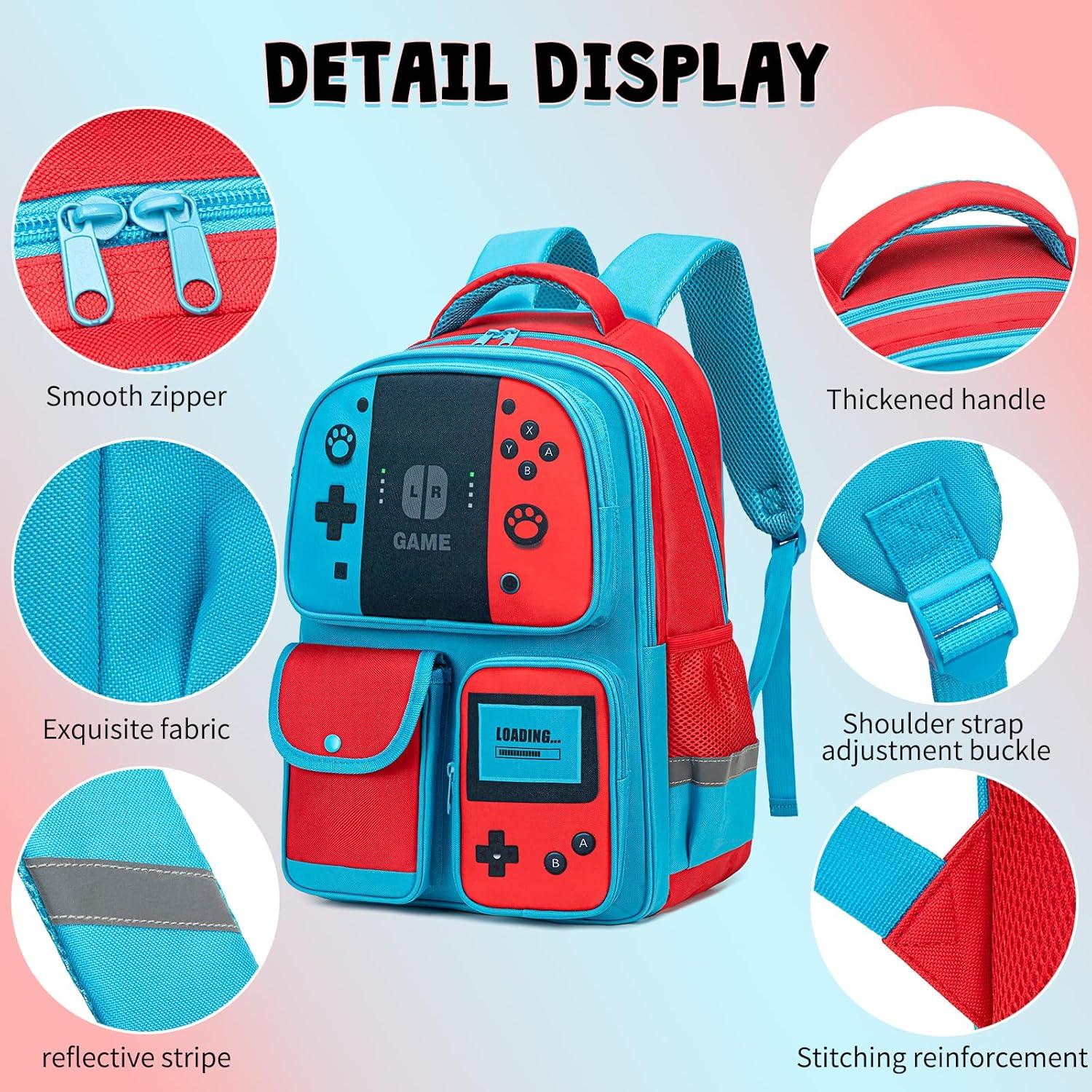 Mochila Escolar para Niños Rojo-Azul 20L Impermeable