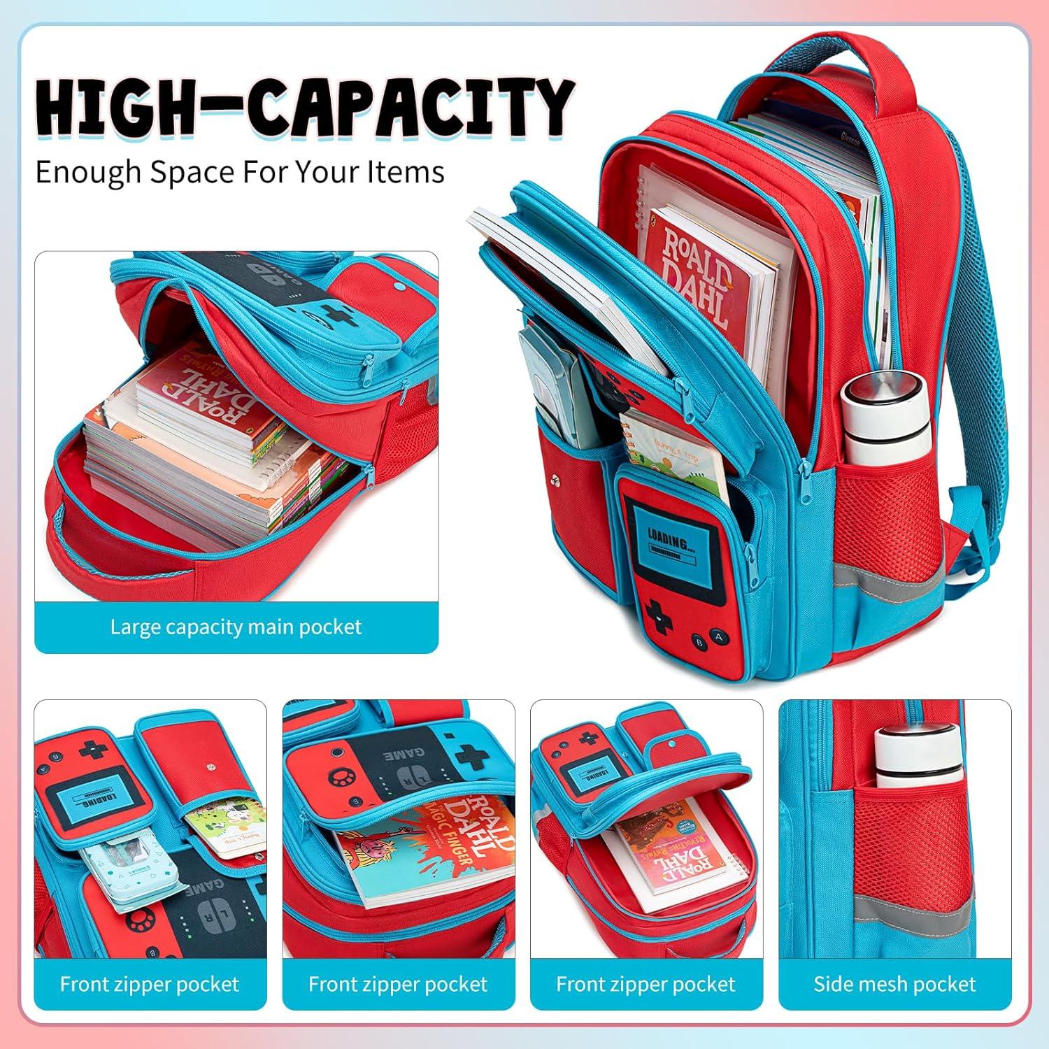 Mochila Escolar para Niños Rojo-Azul 20L Impermeable