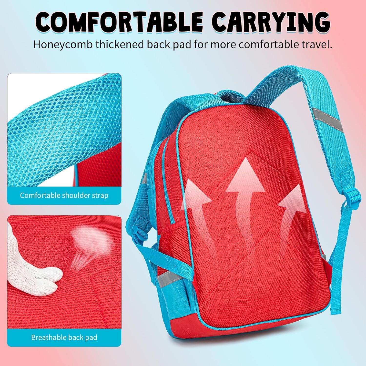 Mochila Escolar para Niños Rojo-Azul 20L Impermeable