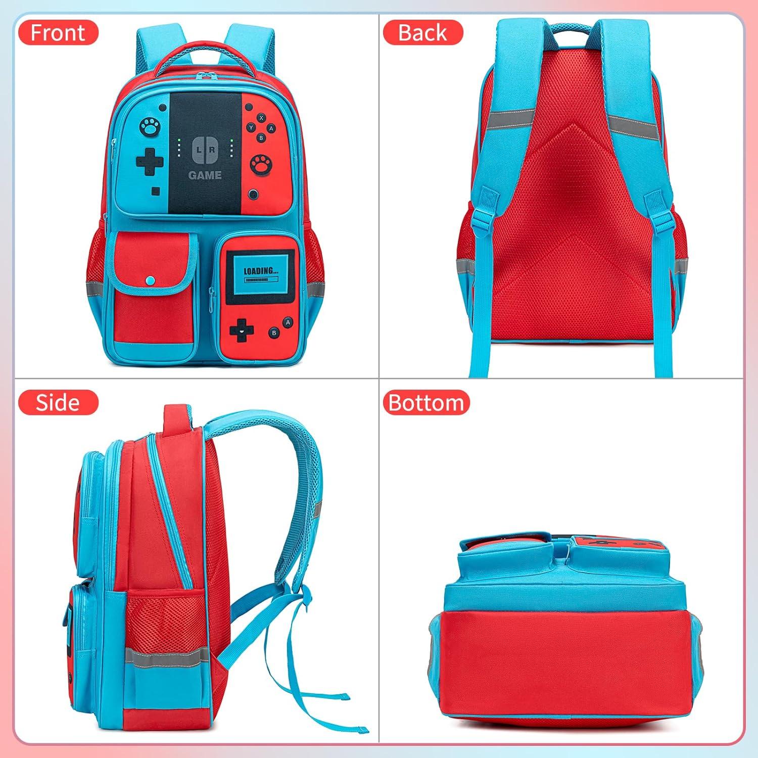 Mochila Escolar para Niños Rojo-Azul 20L Impermeable