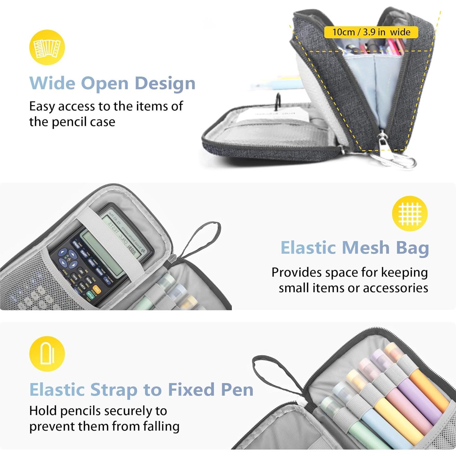 Estuche de Lápices Vanmavo Gris 22.4x11.9x6.9cm 3 Compartimentos