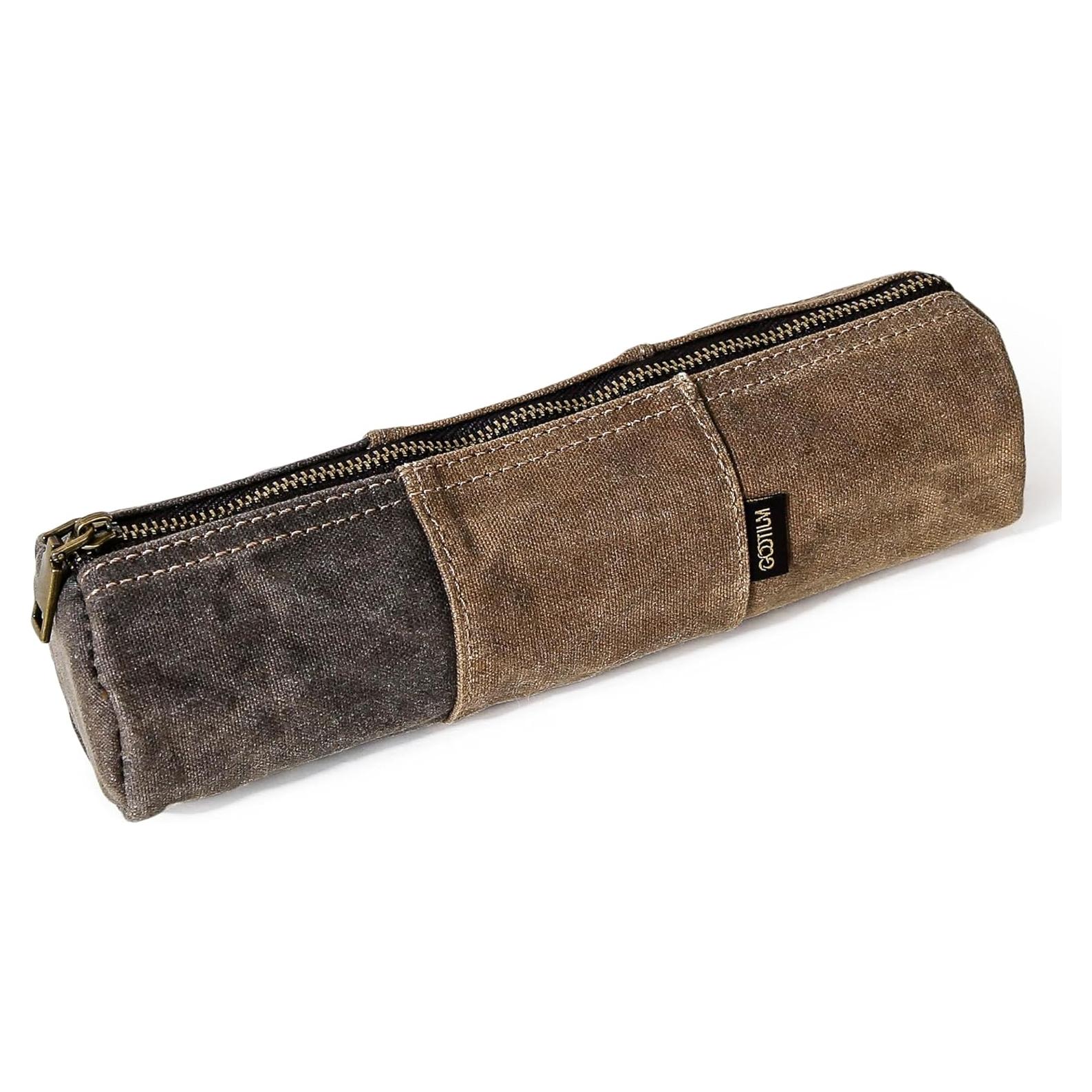 Estuche de Lápices Gootium de Lona Encerada Marrón 20.3x5.1cm