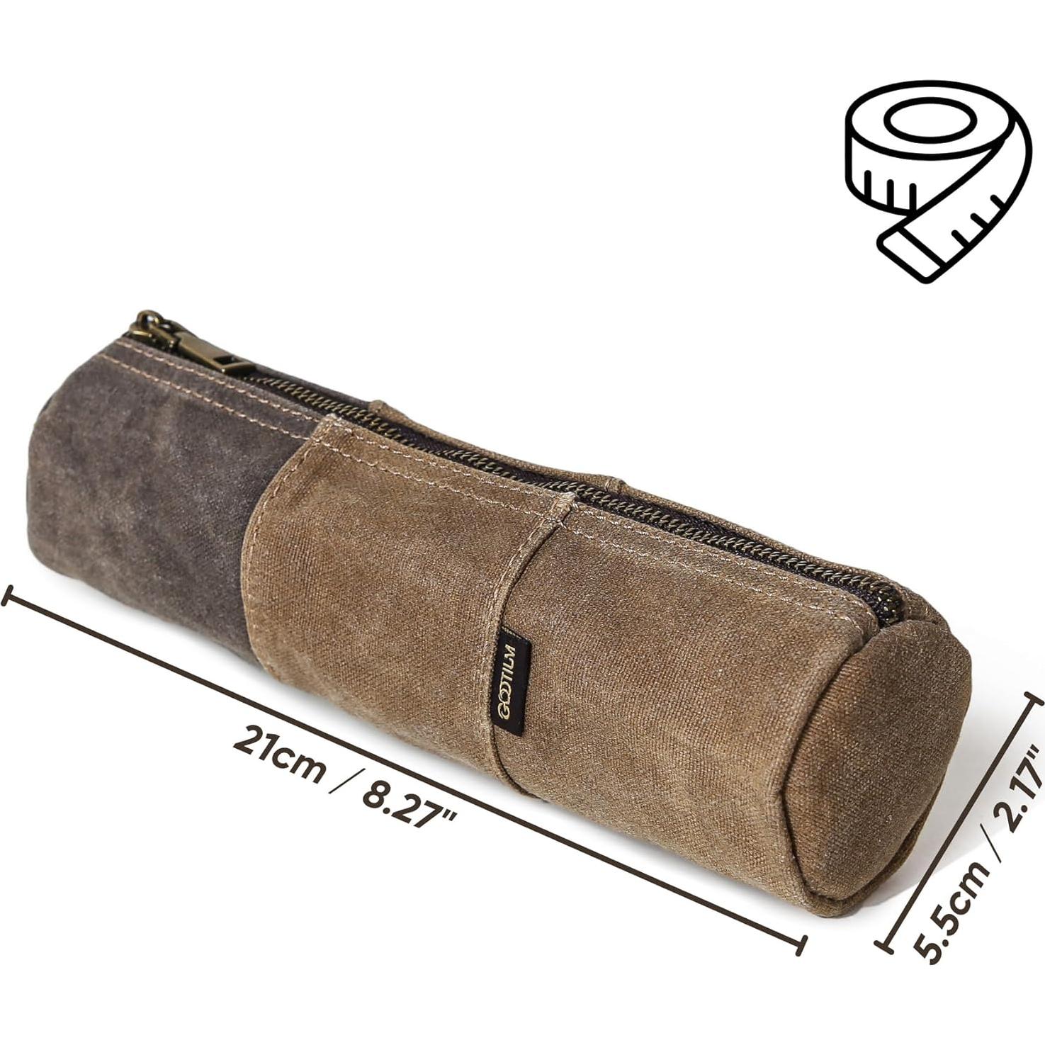 Estuche de Lápices Gootium de Lona Encerada Marrón 20.3x5.1cm