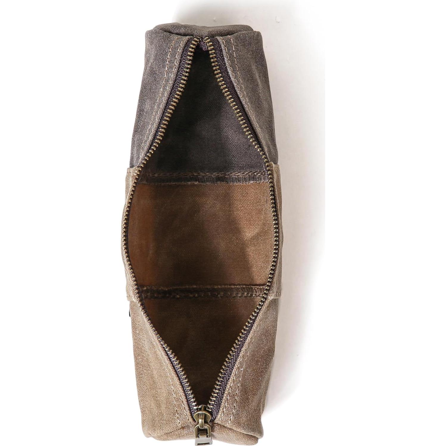 Estuche de Lápices Gootium de Lona Encerada Marrón 20.3x5.1cm