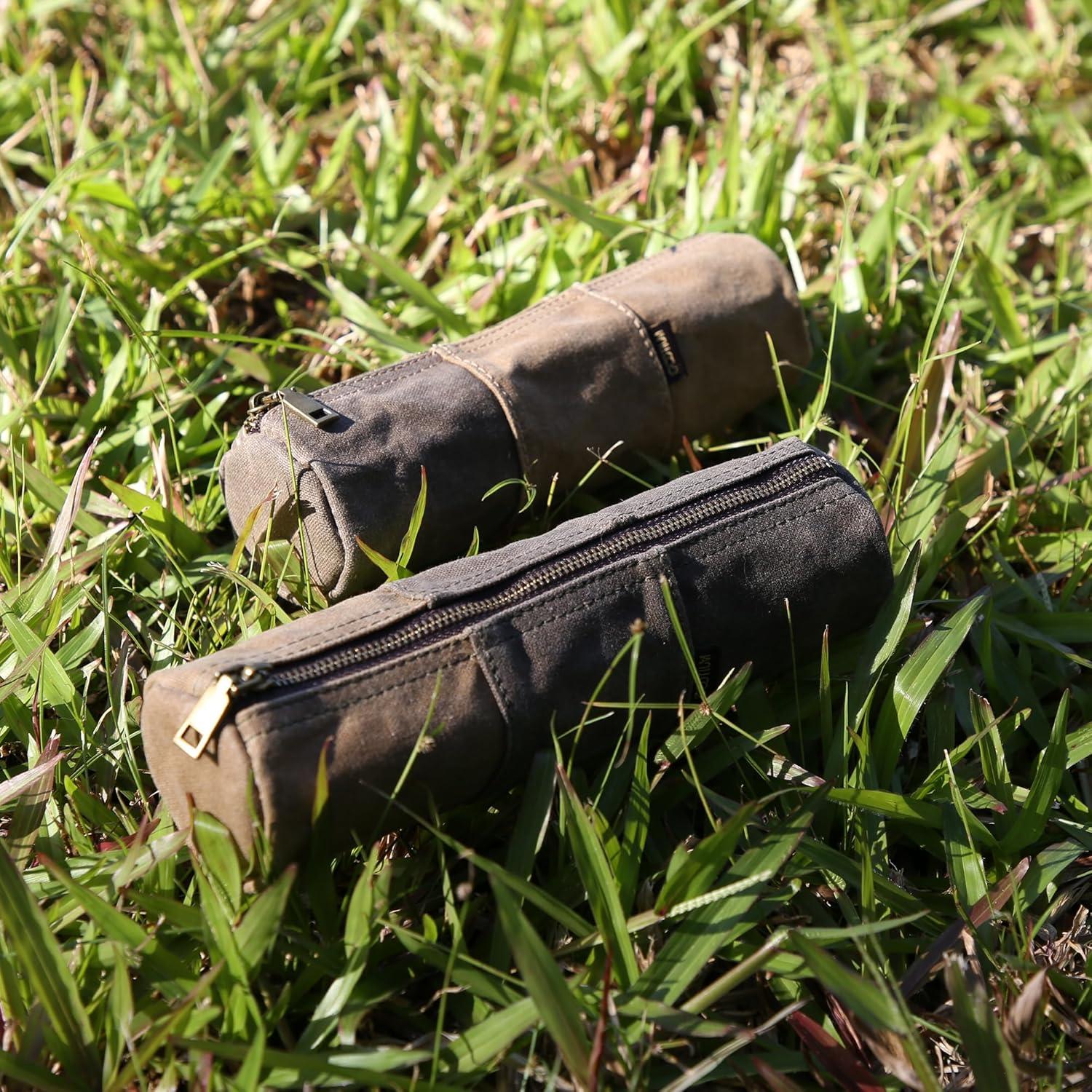 Estuche de Lápices Gootium de Lona Encerada Marrón 20.3x5.1cm