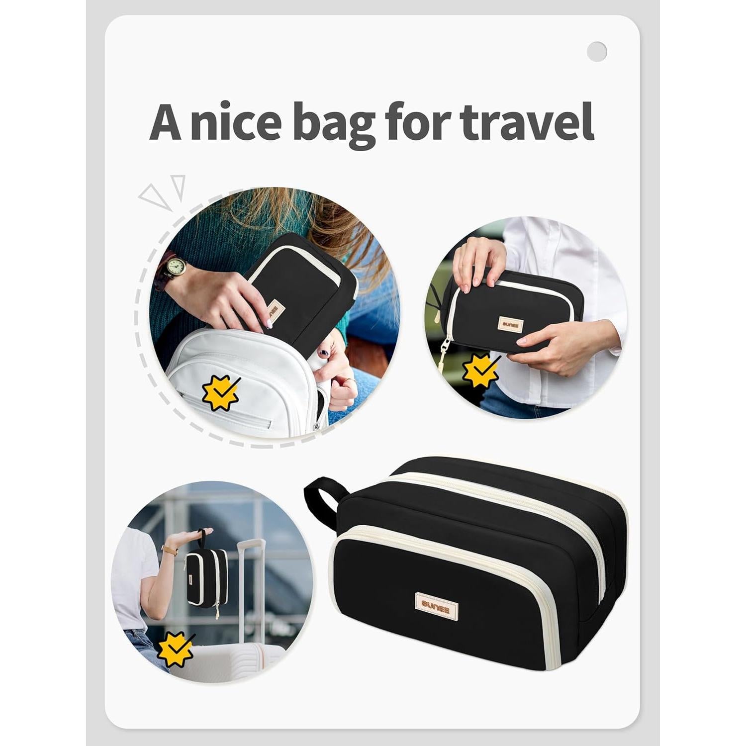 Estuche de Lápices Grande SUNEE Negro Kawaii 3 Compartimentos