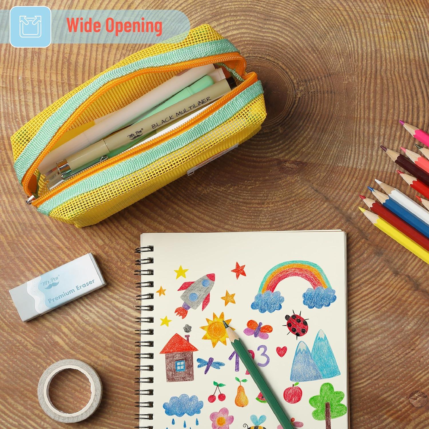 Estuche de Lápices de Malla Mr. Pen Amarillo 21x11cm