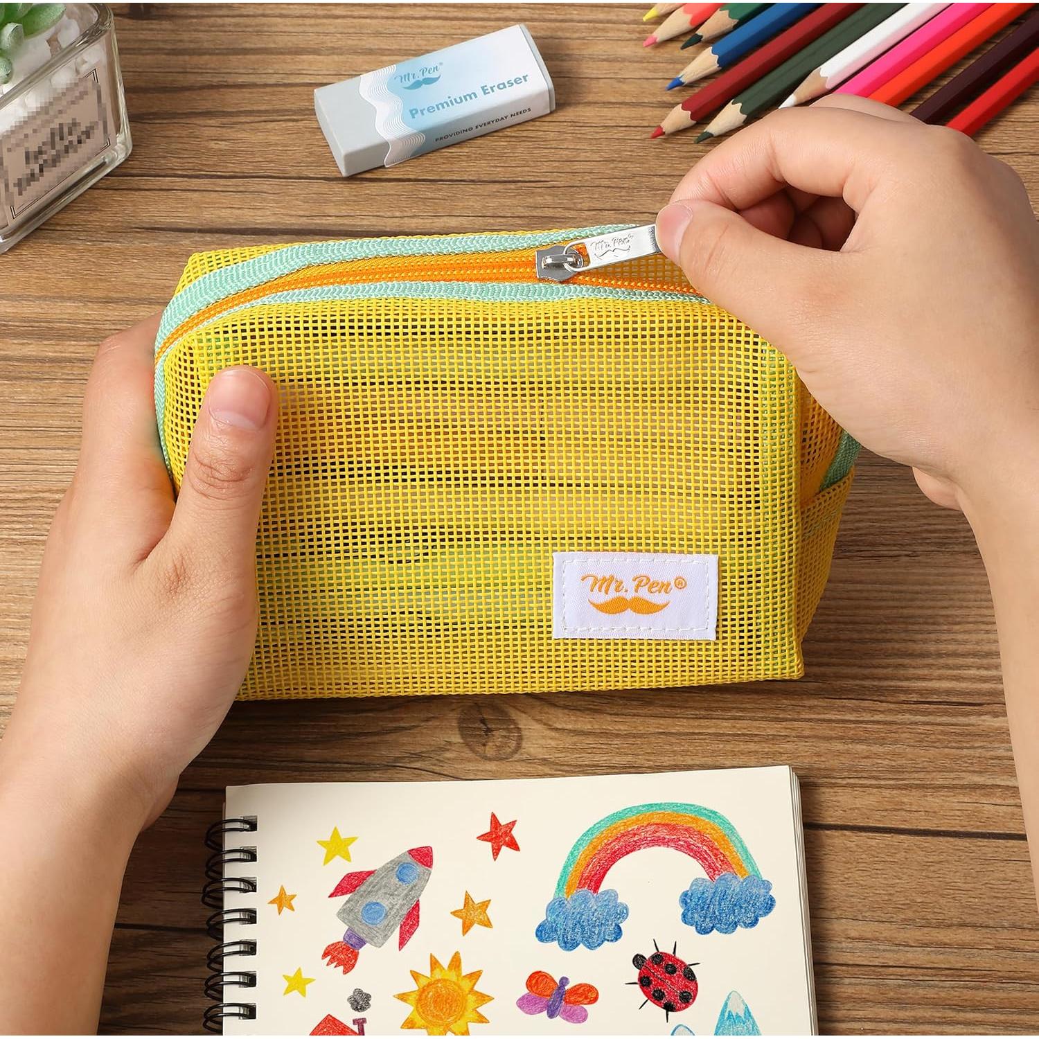 Estuche de Lápices de Malla Mr. Pen Amarillo 21x11cm