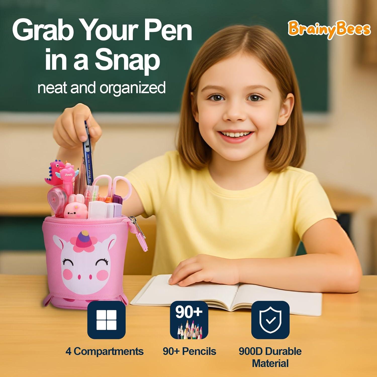 Estuche de Lápices Telescópico BrainyBees Unicornio Rosa 20.5cm