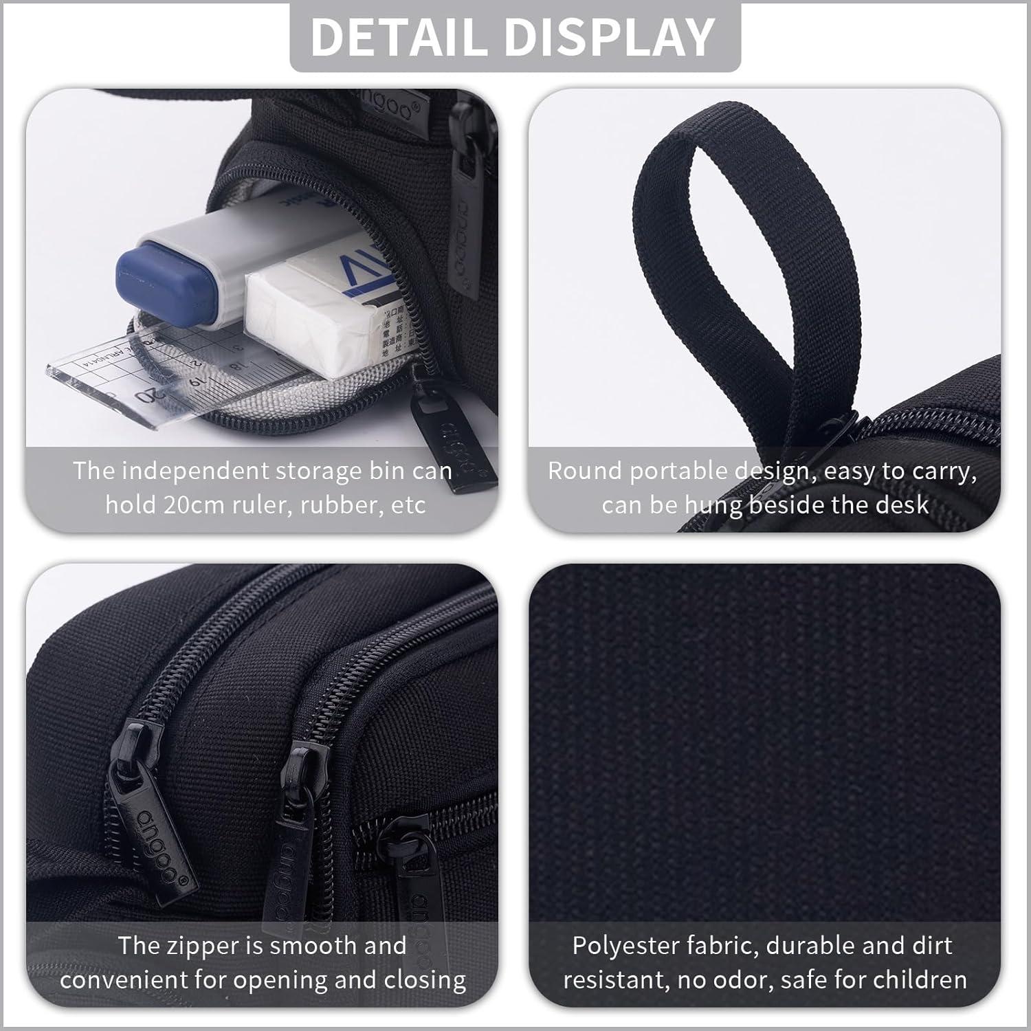 Estuche Grande para Lápices HVOMO Negro - Organizador Multifuncional