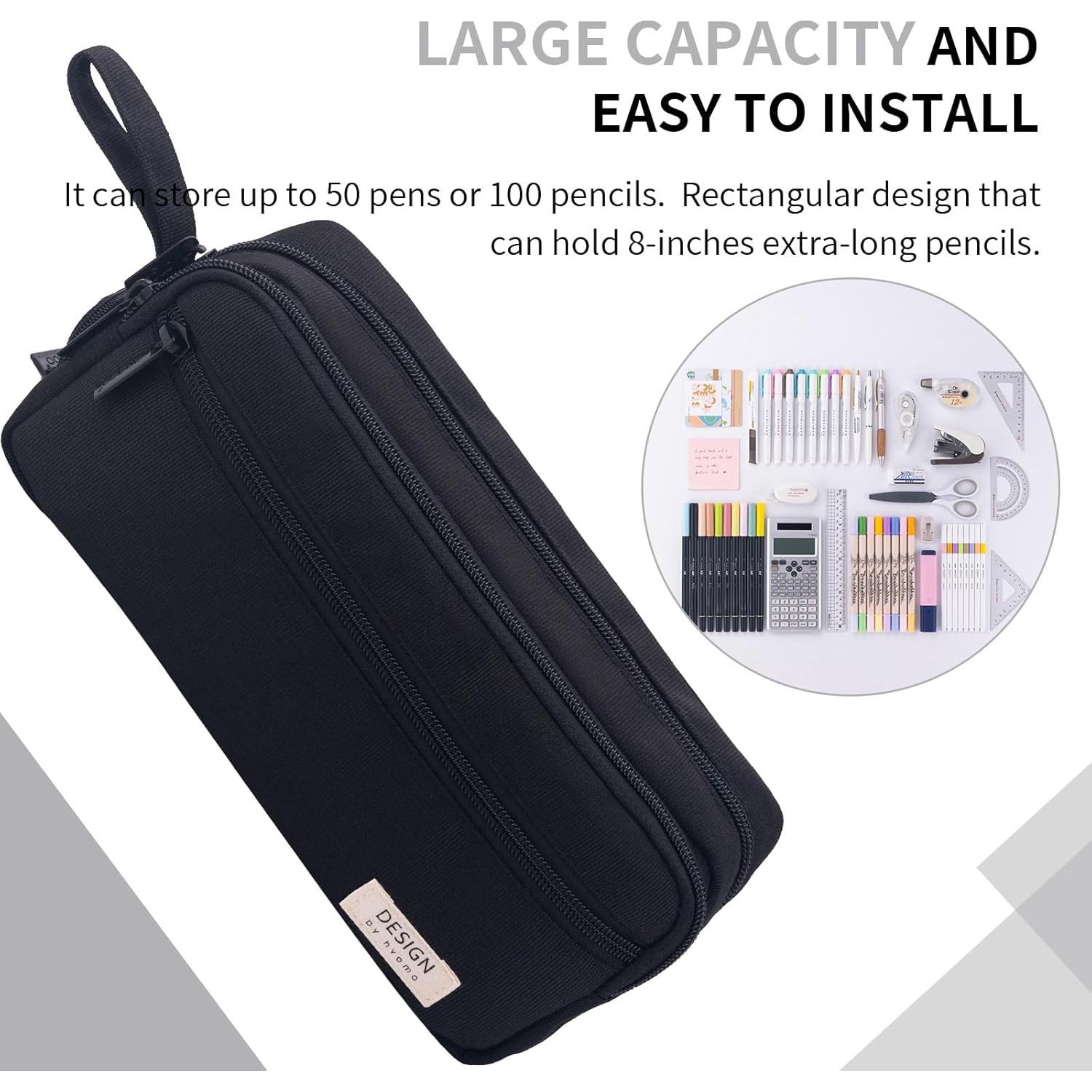 Estuche Grande para Lápices HVOMO Negro - Organizador Multifuncional